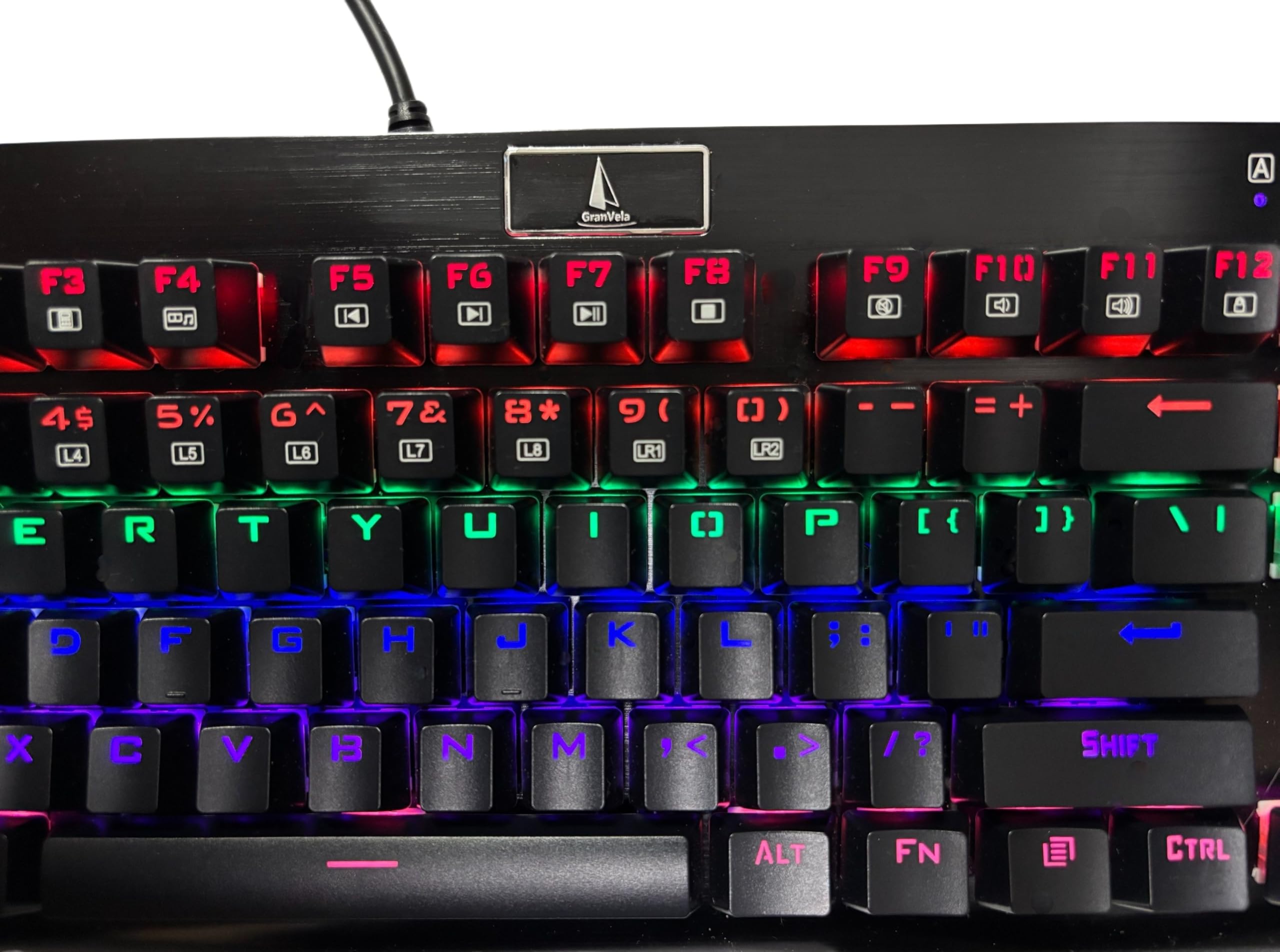 Granvela OUTEMU Tactile Brown Switches 87-Key Mechanical Keyboard | Aluminium Panel | Rainbow LED Backlit | N-Key Rollover |Tenkeyless | Hot Swappable |Spare Switches Included- Z-77,Black