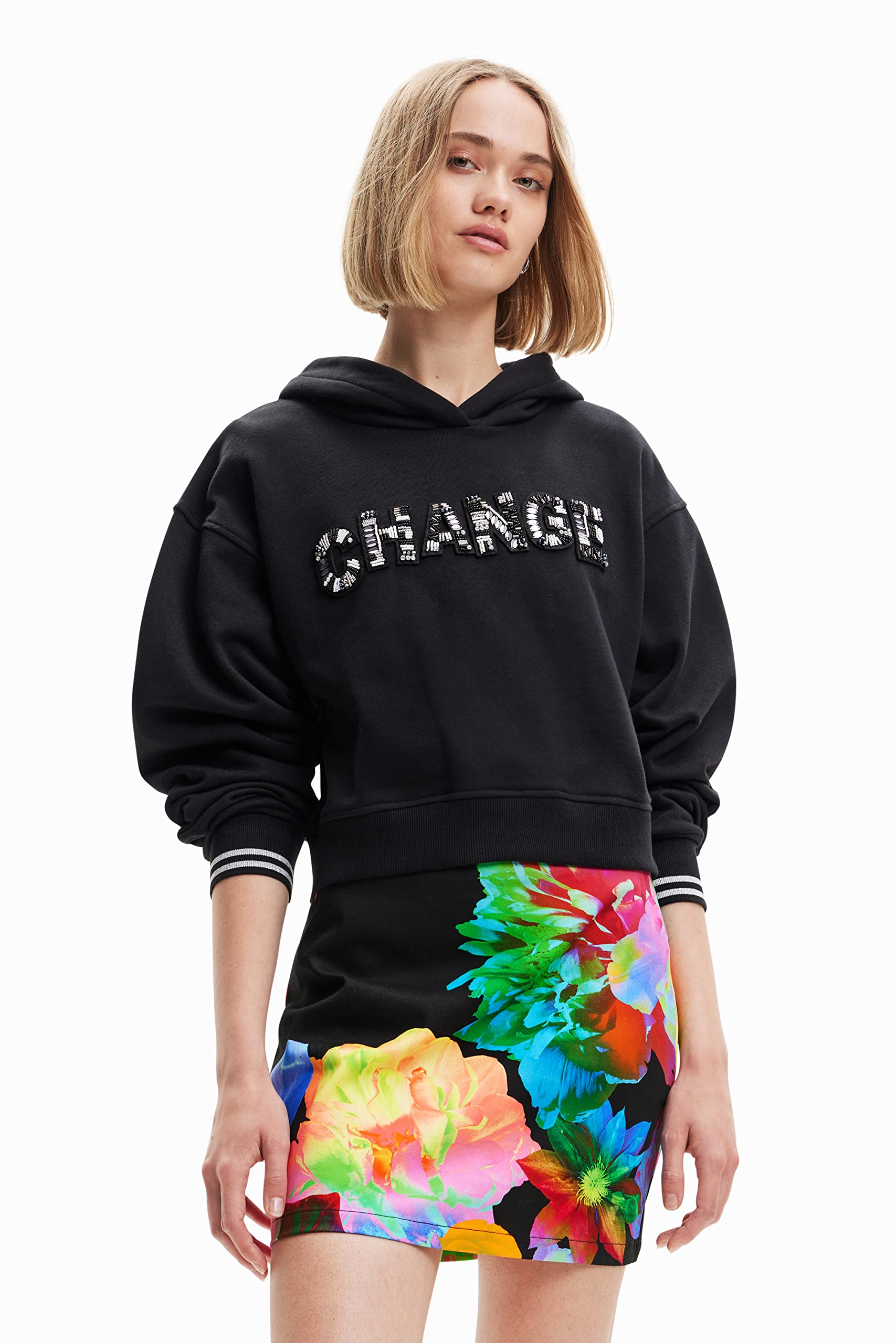 Desigual Damen Schwarz Women's Sweat_change 2000 Sweatshirt, Black, Xs