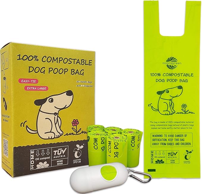 moonygreen Compostable Dog Poop Bag with Handles, 60