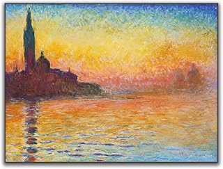 Claude Monet Wall Art Canvas - San Giorgio Maggiore At Dusk Poster - Impressionist Landscape Oil Painting Reproduction - Dusk Landscape Poster - Bedroom Hotel Home Decorate Unframed(18x24in/45x60cm)