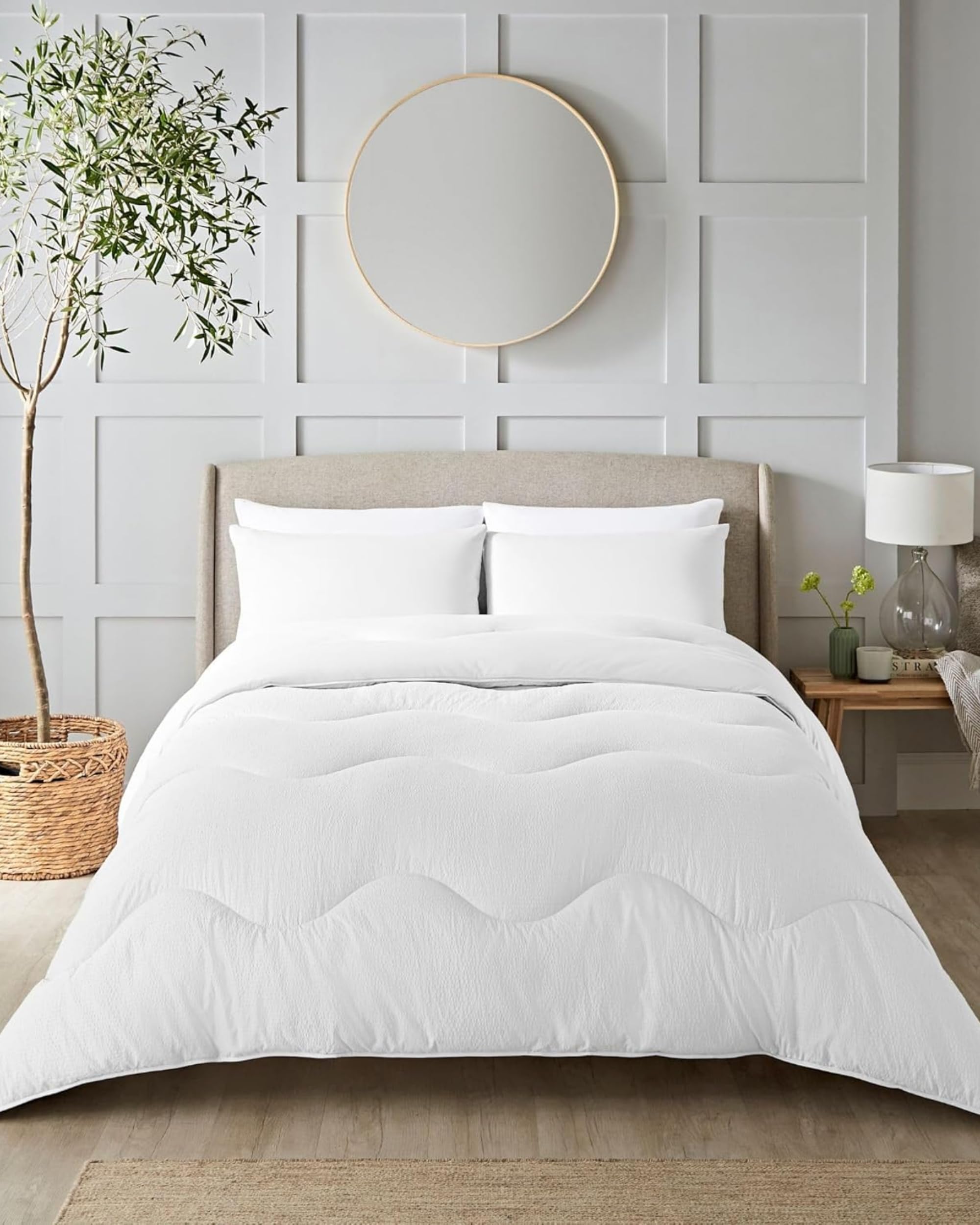 Night Lark Coverless Duvet and Pillowcase Set, Seersucker Collection – Coverless Duvet King Size 4.5 Tog with Advanced Smartfil® Fibre, Machine Washable, Hypoallergenic – Polar White, King Bed Size — image 1