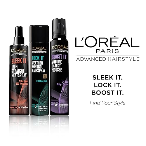 Miniatura 5 de L'Oréal Paris Advanced Hairstyle Sleek It - Aerosol de calor recto para planchar, 5.7 onzas