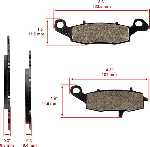 Miniatura 3 de Caltric Pastillas de freno delanteras y traseras compatibles con Kawasaki Ex650 Ninja 650 Abs 2013-2016 pastillas delanteras y traseras