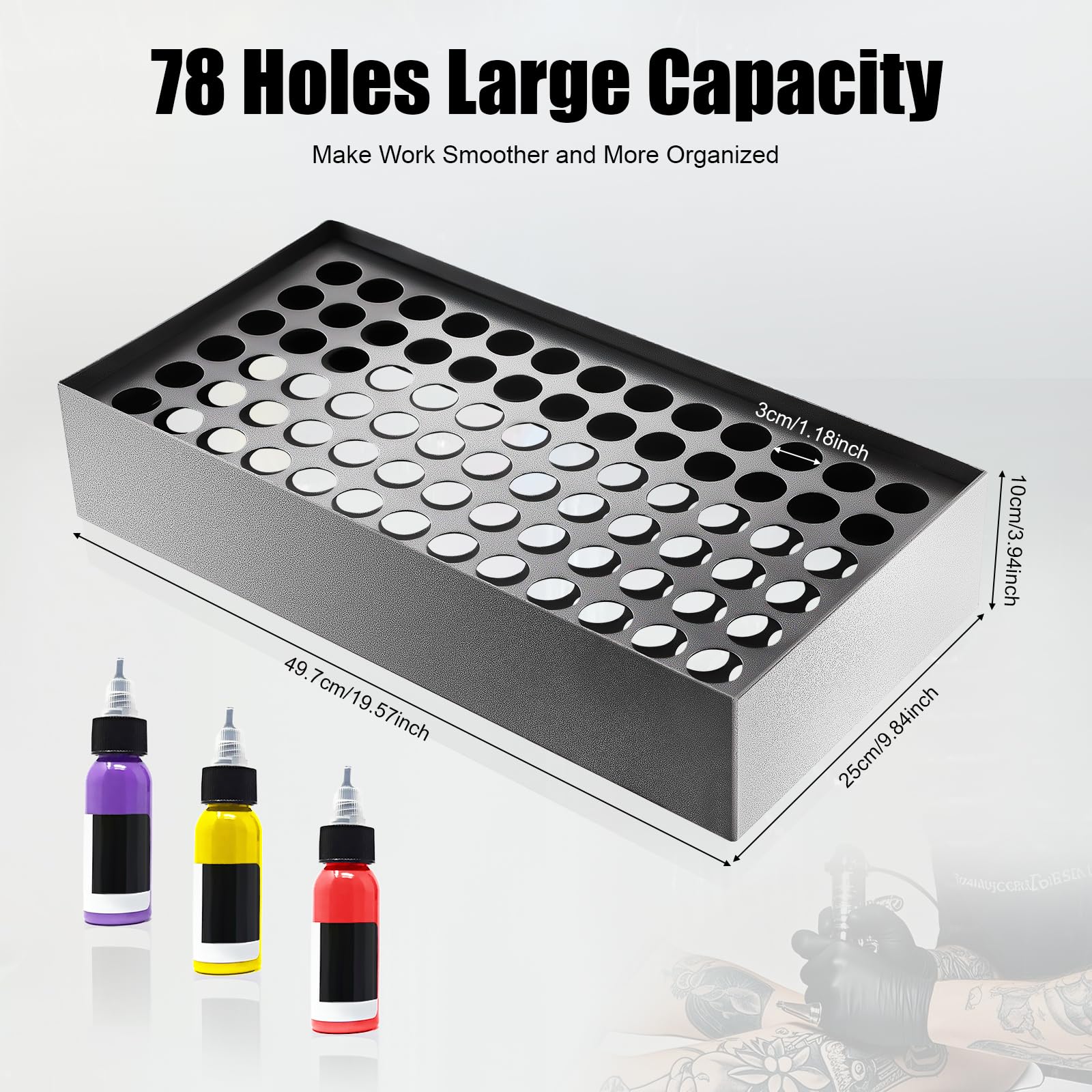 78 Löcher Tätowierungstinte Getränkehalter, Halterung für Pigmente, Tattoo-Ink Rack Tattoo Ink Displayhalter Tattoo Pigment Display Halter für Tattoo-Tinte