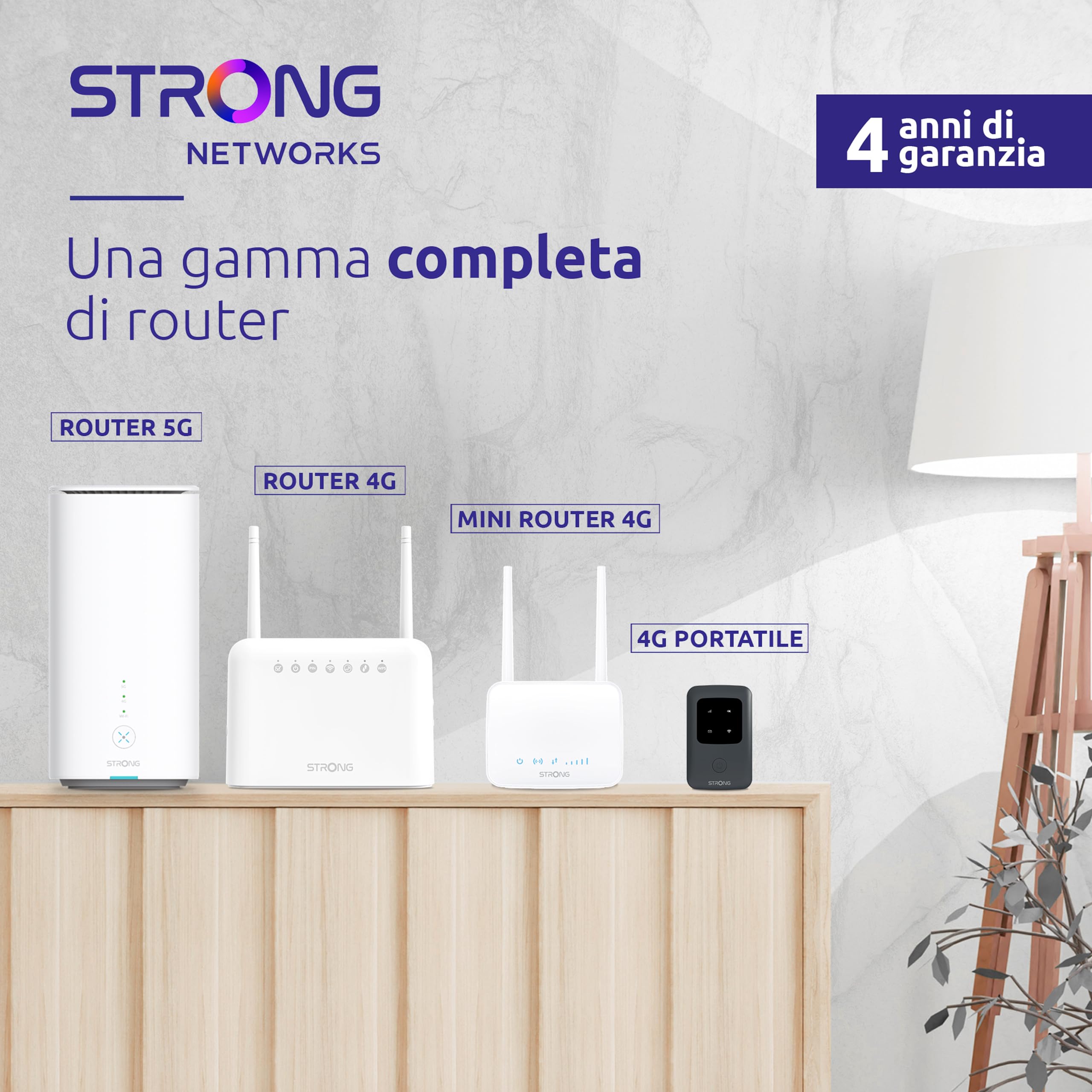 STRONG - Router 4G+ LTE 1200 - Hotspot Mobile - Fino a 300 Mbps 4G / 1200 Mbps Wi-Fi - Ideale per IPTV, Streaming HD, Gaming - 4 Porte LAN Gigabit - Compatibile con tutte le SIM