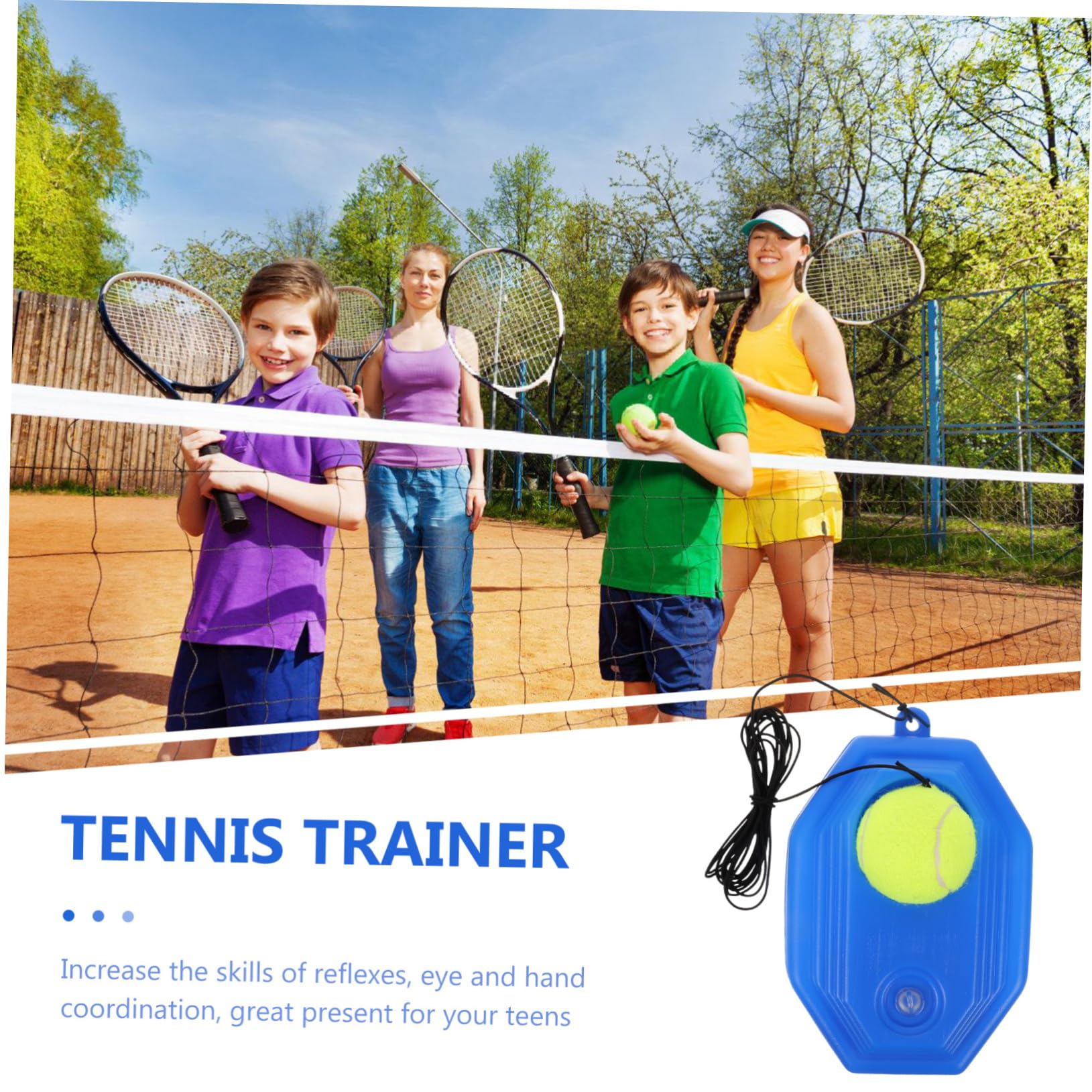 Toyvian Kit de Entrenamiento de Tenis con Base de Rebote para Práctica Individual Herramienta Duradera para Entrenamiento Deportivo para Jóvenes y Adultos