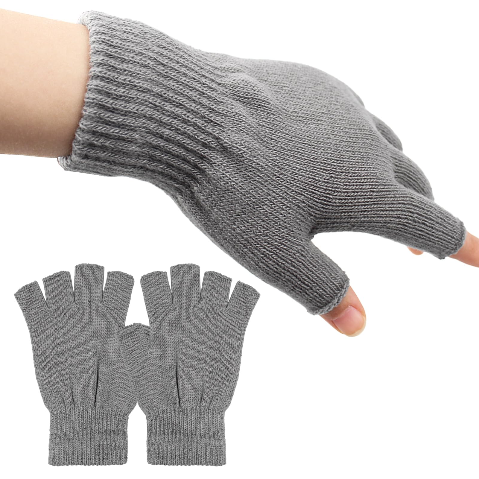 ZJCANGLIU Thermal Fingerless Gloves for Men,Fingerless Gloves for Women,Half Finger Gloves,Fingerless Driving Gloves,Skin Friendly and Warm,for Driving Typing Writing Cycling Working (Grey)