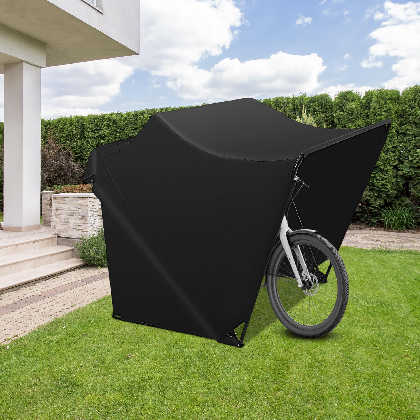 Tienda de campaña para moto, garaje, 270 x 105 x 155 cm, resistente al agua | Marco de acero resistente y tela Oxford, color negro, plegable, para motocicletas, scooters y bicicletas, montaje rápido