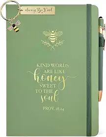 Caderno feminino Bee Lover Gifts Are Like Honey Journal verde sálvia 200 páginas, forrado com caneta e chaveiro, presentes de incentivo inspiradores de abelha para ela, presentes para mulheres com