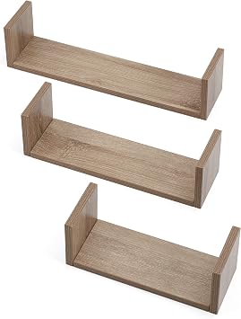 Tutti Bambini Modena Wall Shelves Set of 3 - Oak | U-shaped floating shelves with wall fittings for stylish nursery organisation