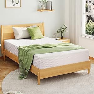EGOHOME 10 Inch Queen Mattress, Memory Foam Mattress in a Box with Cooling Green Tea Gel, Relieve Pressure with Medium Support, CertiPUR-US Certified, 80''L x 60''W, White