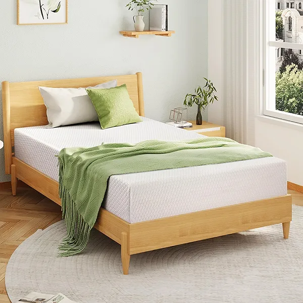 EGOHOME 10 Inch Queen Mattress, Memory Foam Mattress in a Box with Cooling Green Tea Gel, Relieve Pressure with Medium Support, CertiPUR-US Certified, 80''L x 60''W, White