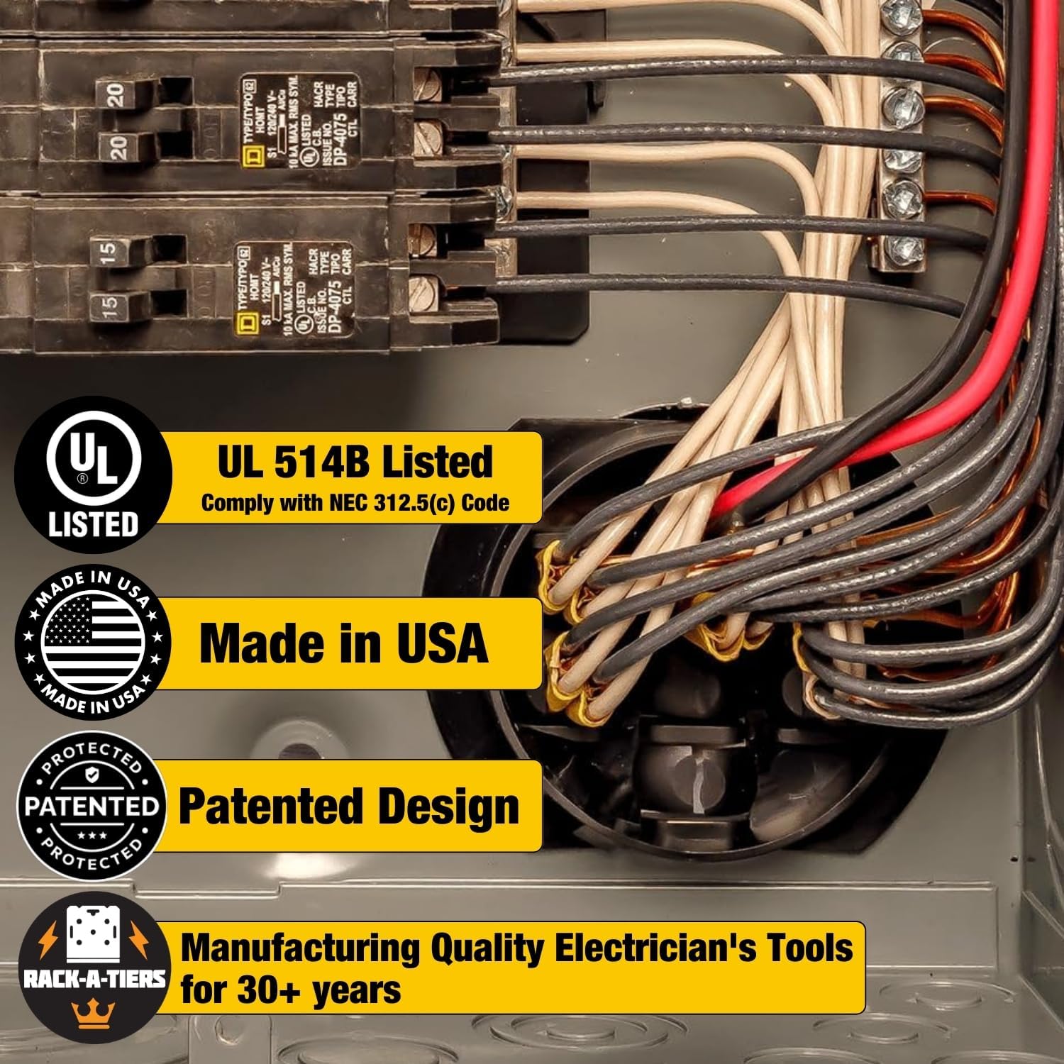 Wire Waffle Connnector for 2.5" KO's - 4 Pack, NM Cable Connector, 16 Cables in 1 Knockout, UL Listed & NEC Compliant (KO25W.P4)