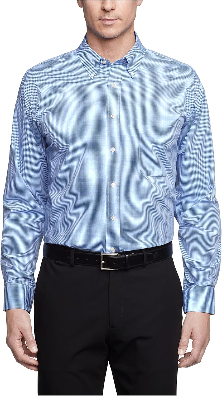 Van Heusen Men's Regular Fit Gingham Button Down Collar Dress Shirt