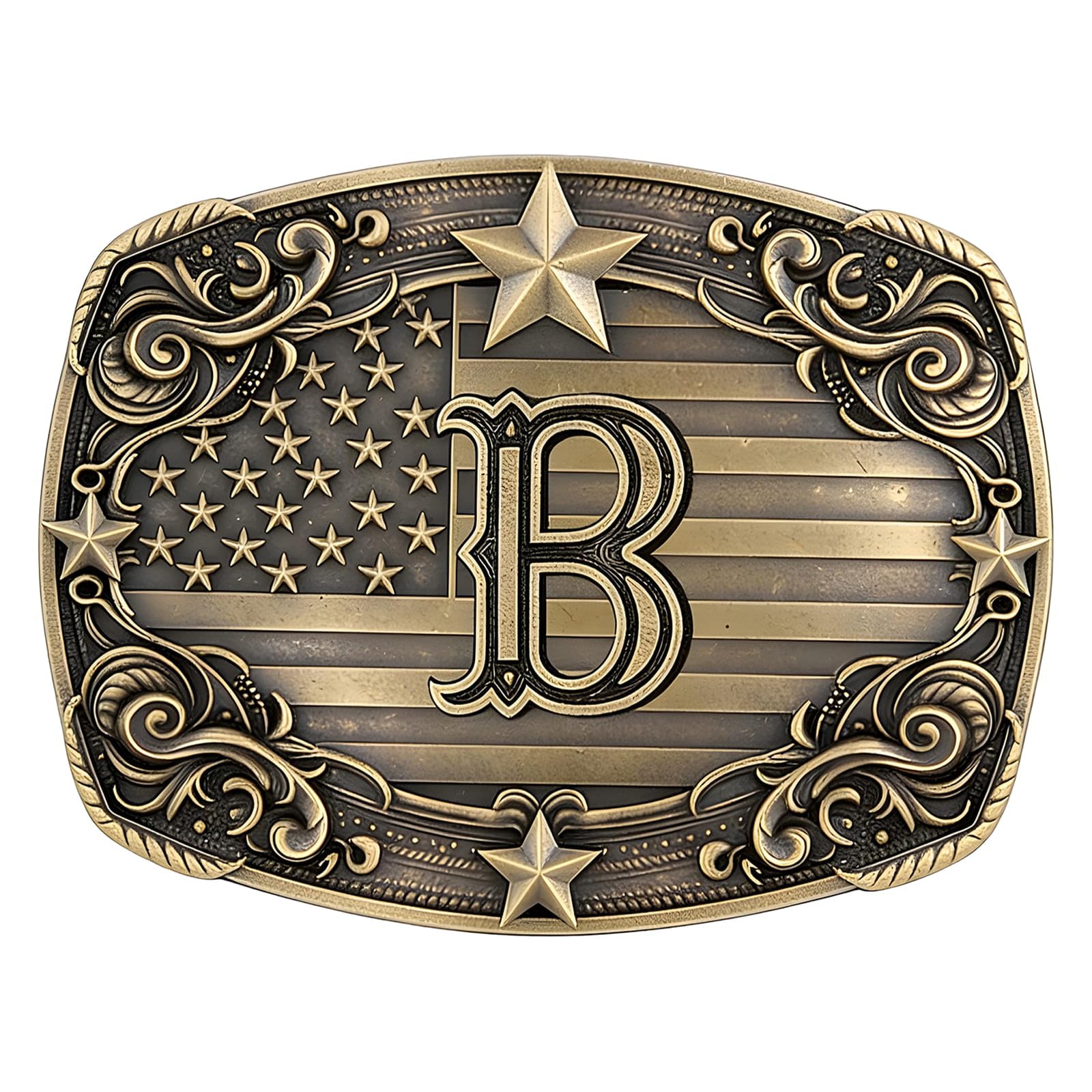 Western Cowboy Vintage Rodeo A-Z Initial Letter Belt Buckle Men