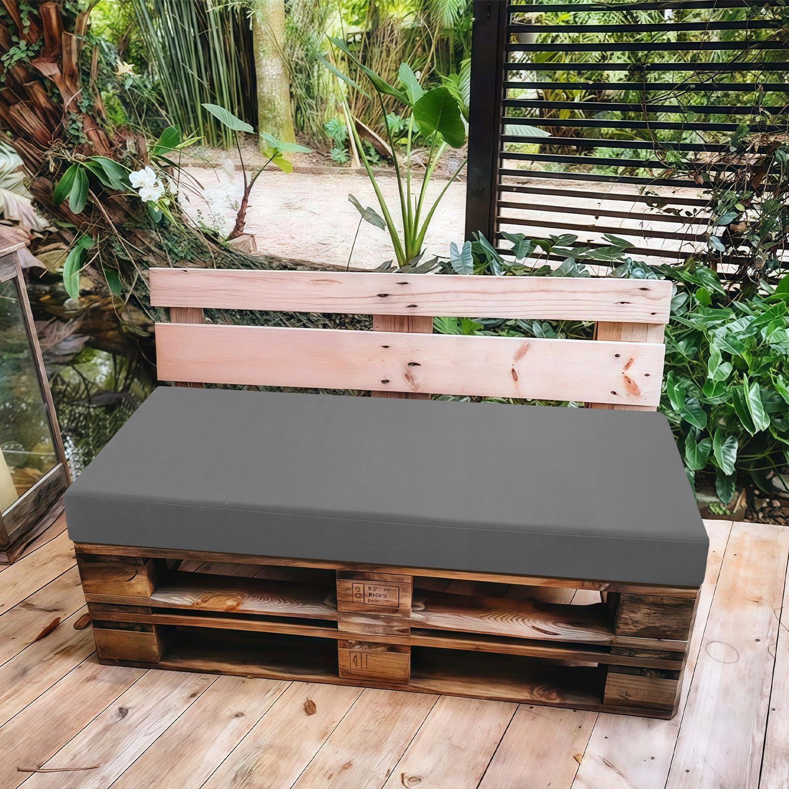Cojines de exterior para muebles de terraza, tapicería impermeable y resistente a la decoloración, repuesto para sofá de paletas, patio, jardín, terraza