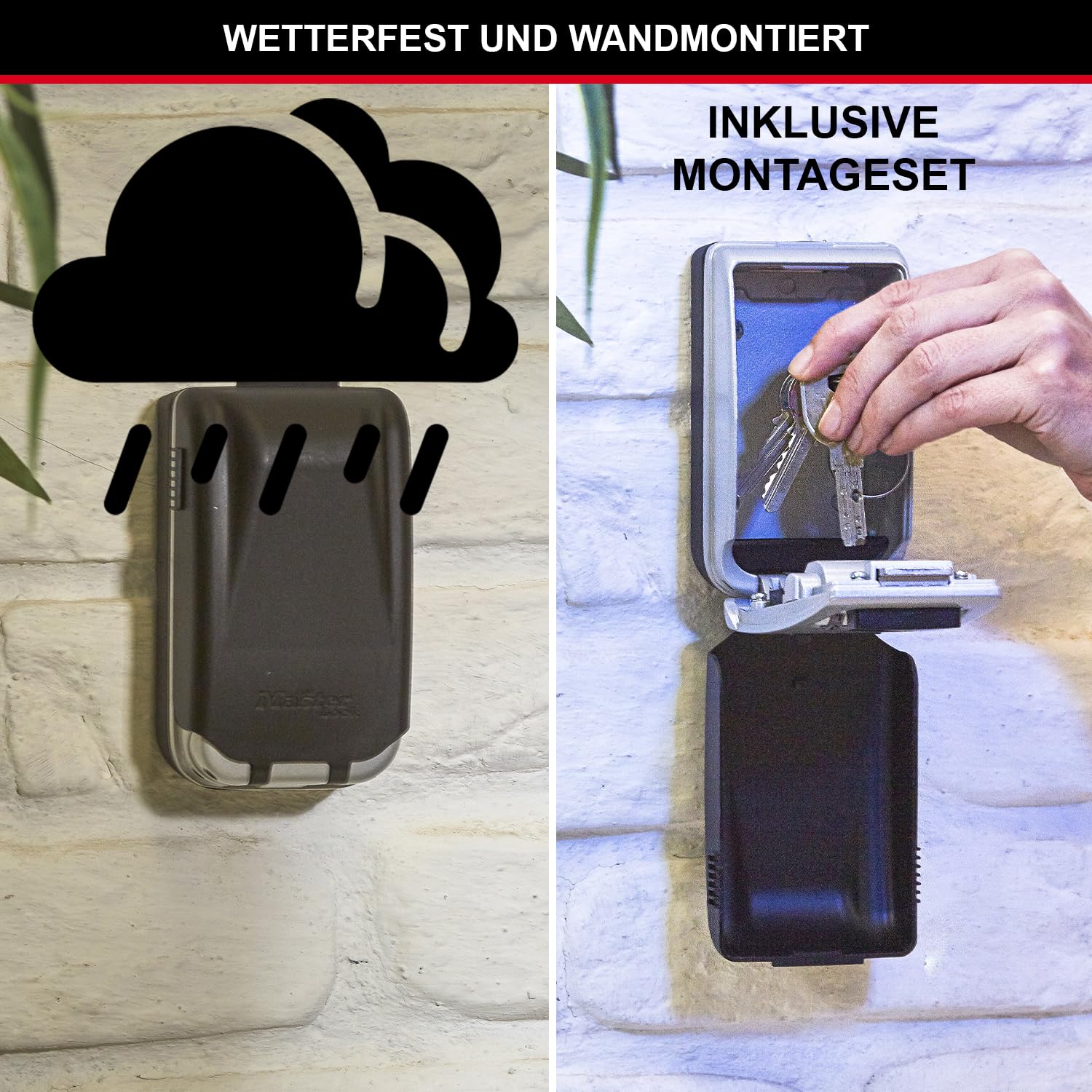 Master Lock Schlüsseltresor mit beleuchteten Zahlenrädern, Wandhalterung, 12.6 x 7.2 x 5.2 cm
