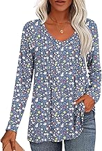 HOTGIFT 2025 Womens Tops Long Sleeve Shirts Casual Fall Winter Tunics Pleated V Neck Fashion