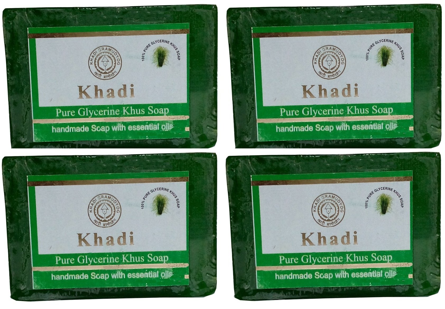 Parvati GramodyogKhadi Khus Soap (125 g) - Pack of 4