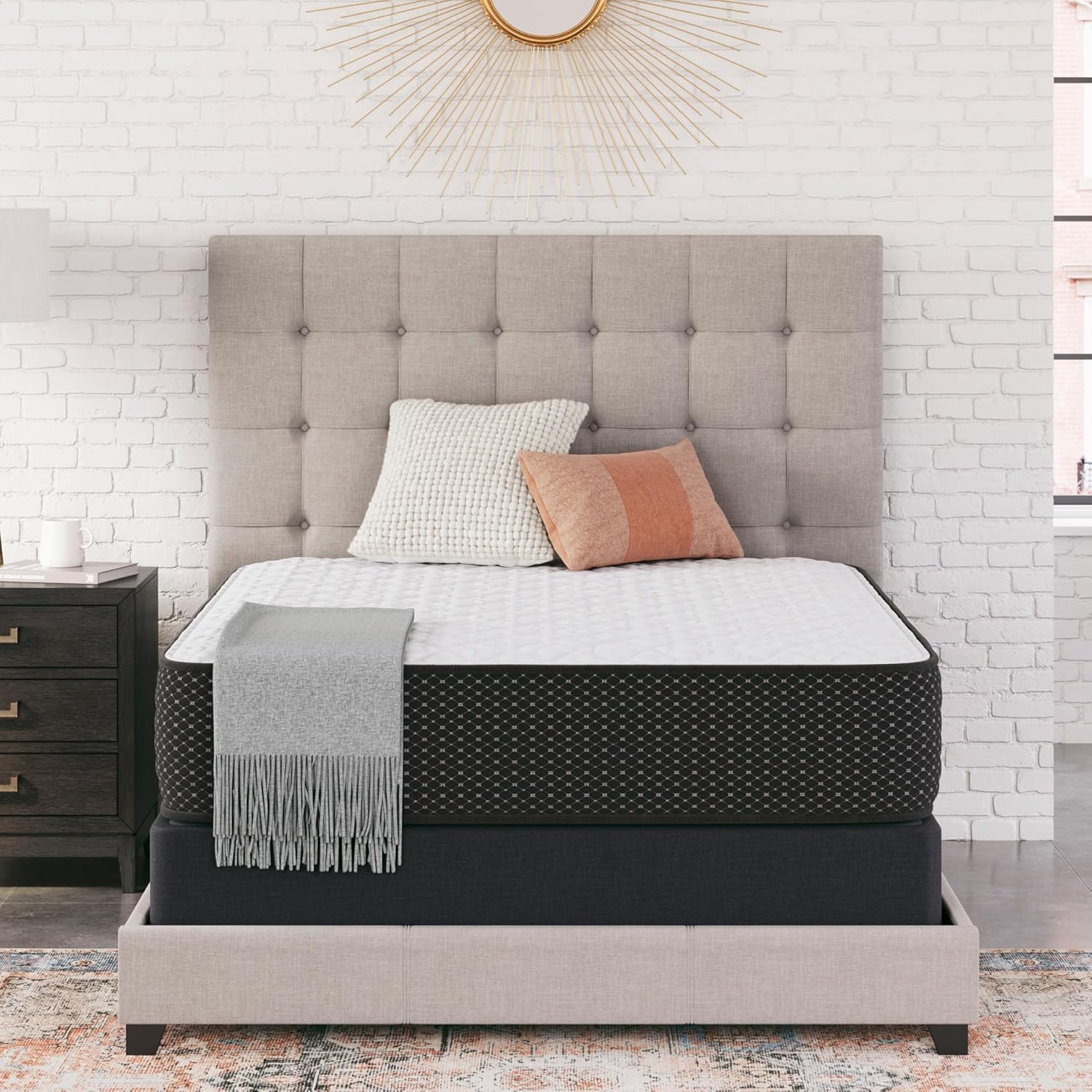 Signature Design by Ashley Limited Edition Firm 12 Inch Hybrid Mattress with Gel Memory Foam and Edge Support for Cool Sleep and Pressure Relief, Queen, Fiberglass Free, Mattress In A Box