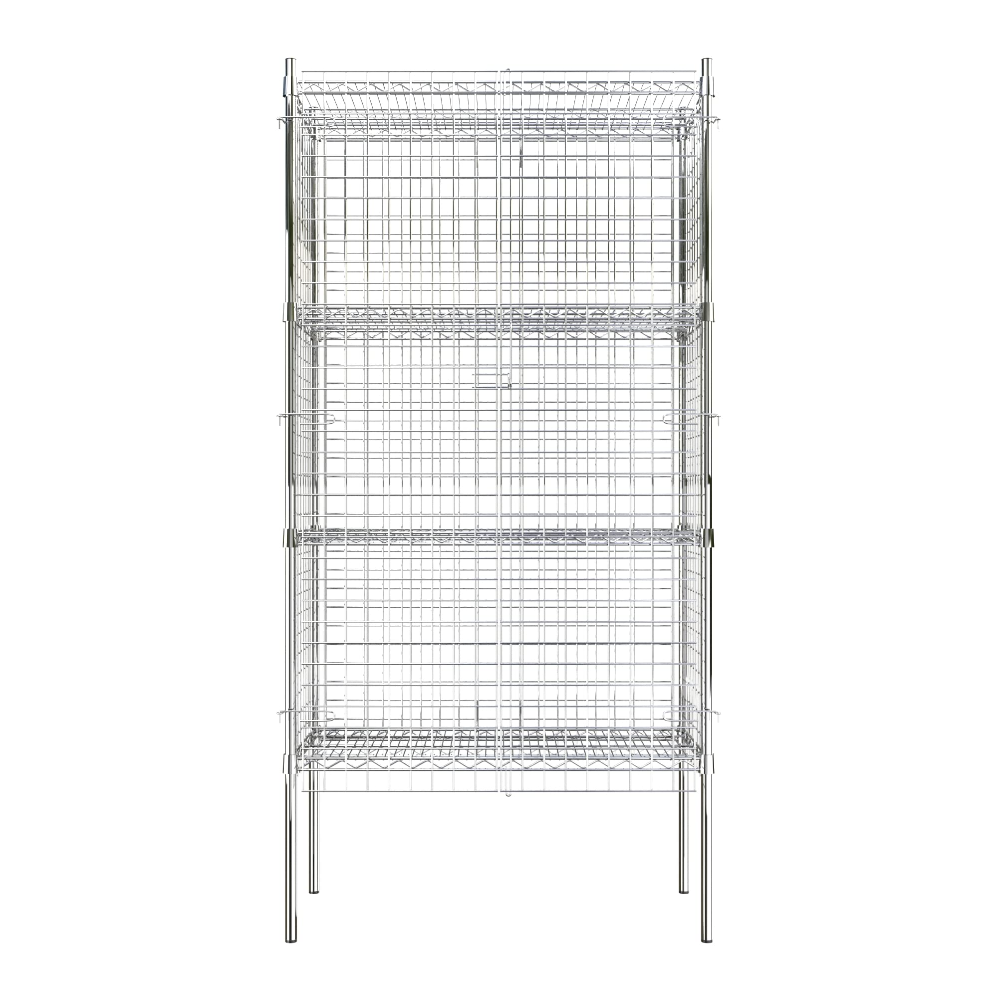 Krollen Industrial Commercial Grade NSF Listed Metal Wire Mesh Storage Chrome Security Cage Kit, 18" x 36" x 74", Perfect for Warehouse, Grocery Store