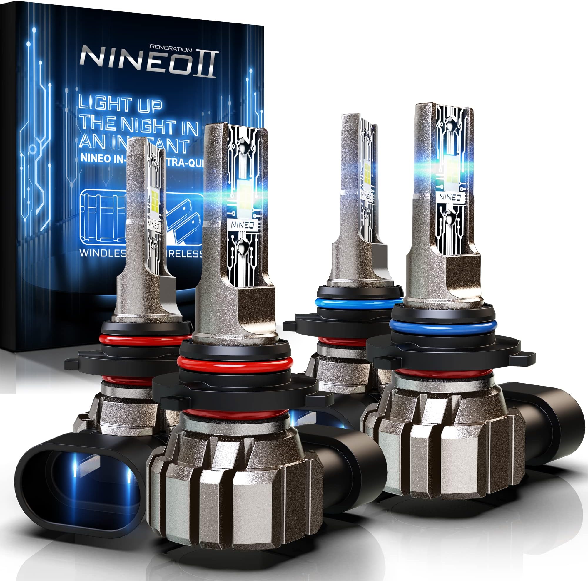 NINEO 9005 9006 LED Fog Combo Bulbs, 120W 24000LM 300% Super Bright Cool White HB3 HB4 LED Light Powersports Accessory Light for Off-Road Use ATV/UTV - Pack of 4