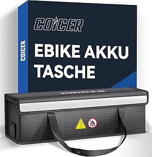 Coicer E-Bike Battery Bag, Fireproof, Protection Fireproof Box for Batteries, Explosion-Proof Lipo Bicycle, Safe Bag, Ebike, Battery Protective Cover, Large Battery Storage Accessories (L-51.8 x 14.5