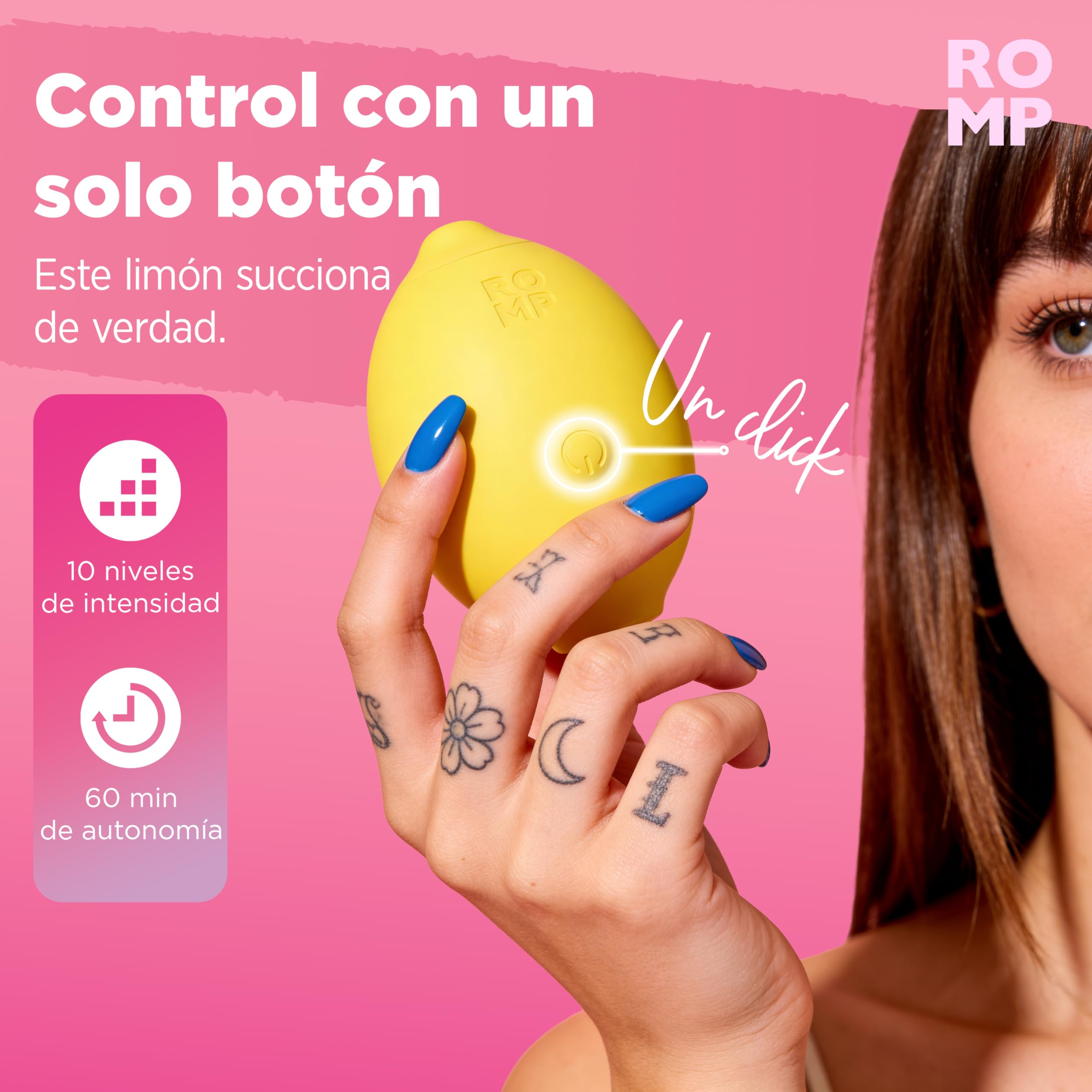 ROMP Lemon Vibrador Succionador de Clítoris para Mujer | 10 Niveles | Estimulador Clitoral con Tecnología de Aire | Juguete Sexual Femenino Impermeable y Recargable
