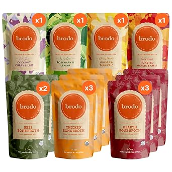 Brodo Bone Broth Bundle, Variety and Classic Packs, 8.3 oz 12 Cups Total