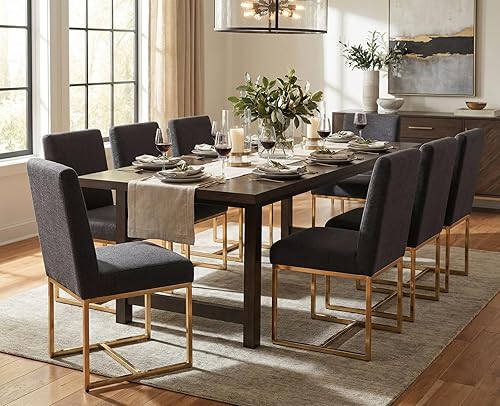 Miniatura 35 de CIMOTA Juego de 4 sillas de comedor modernas de lino, sillas de comedor de mediados de siglo, sillas laterales tapizadas de tela sin brazos con base