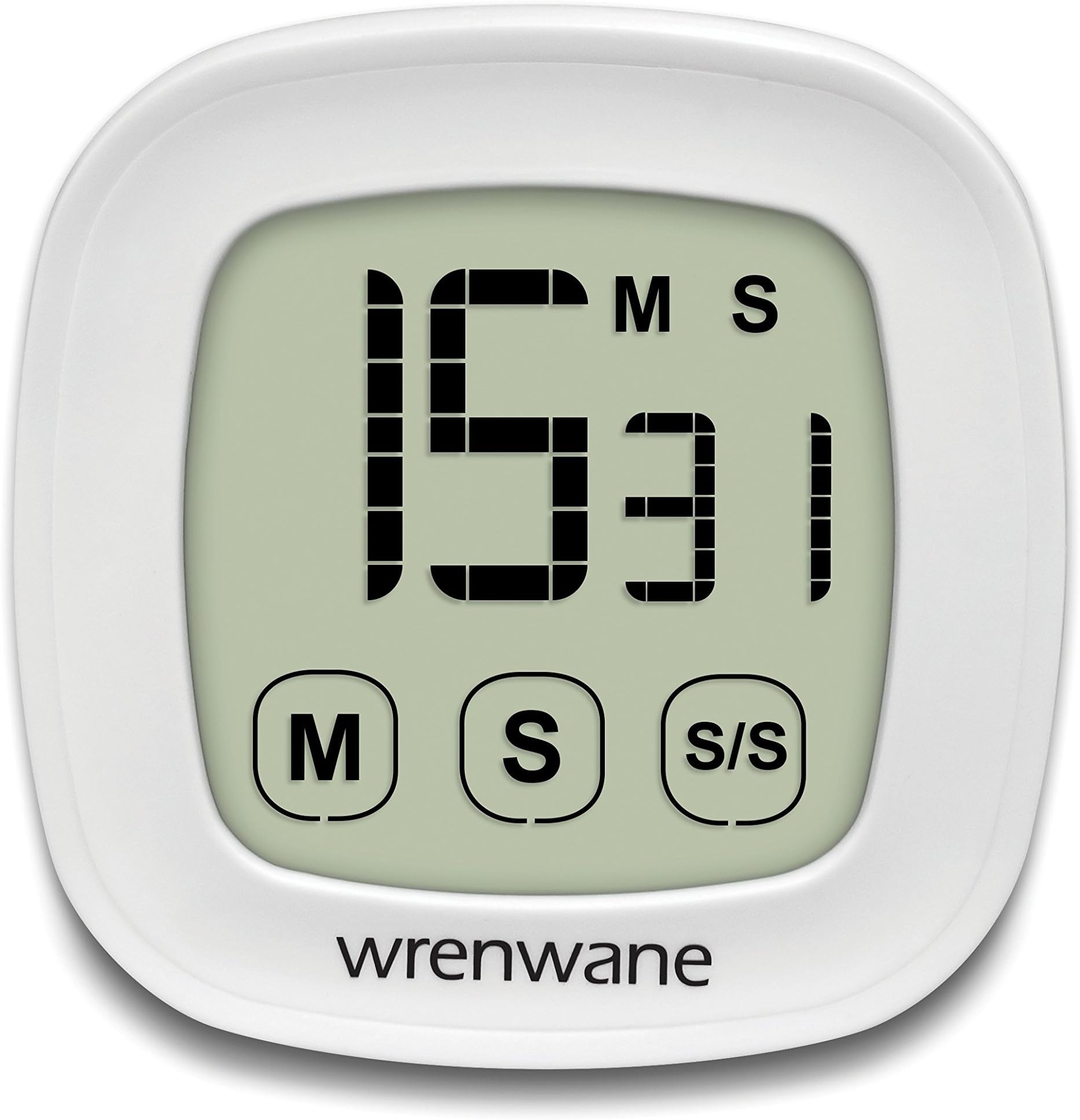 Wrenwane Digital Countdown Timer, Big Digits, Counts Up and Down, Touchscreen Display, Magnet, Stand, White