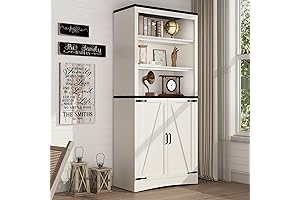 71" Tall Kitchen Pantry Storage: High-Capacity Farmhouse Cabinet with Adjustable Shelves for...