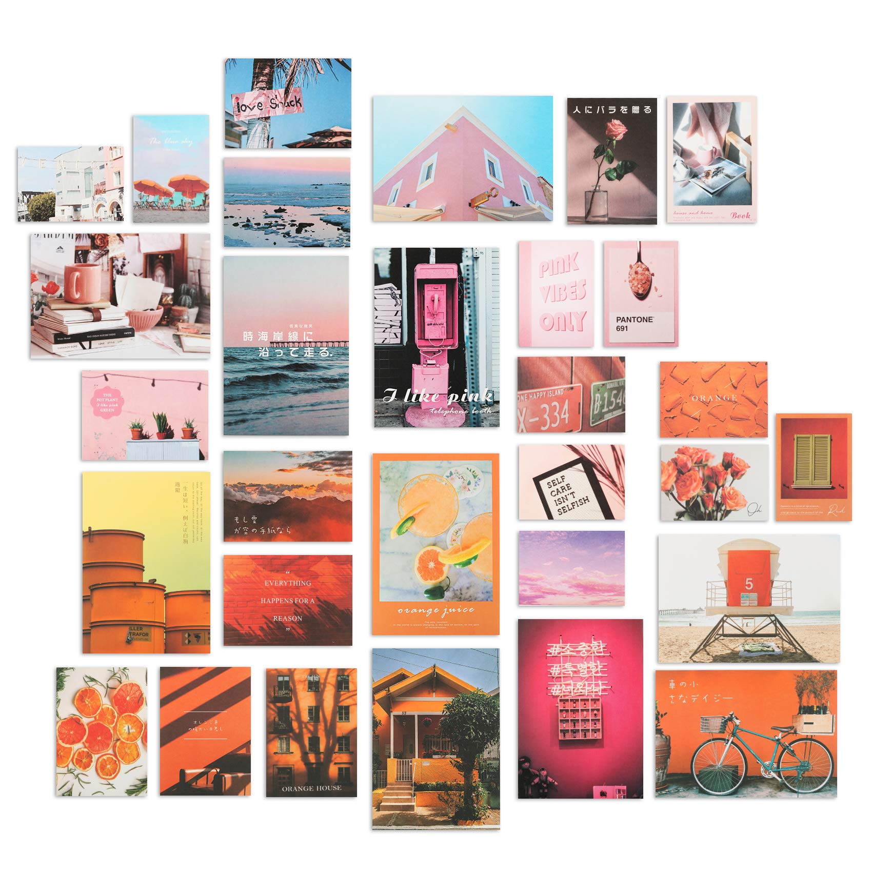 Buy 30Pcs Aesthetic Picture for Wall Collage, 9.5x7” Orange Collage