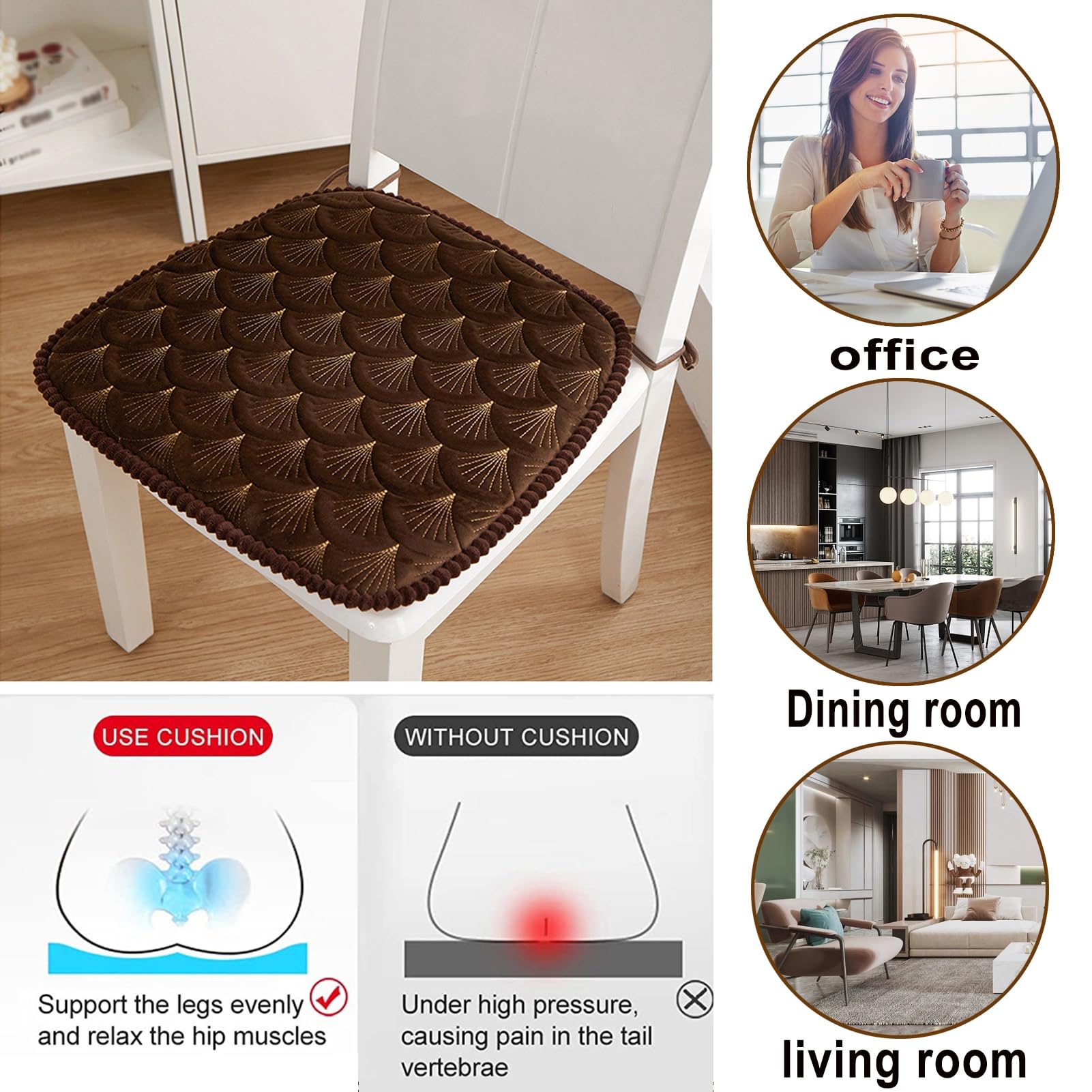 Set 4 Cuscini Di Seduta 45x43 Cm Con Memory Foam E Laccetti - Antiscivolo, Sfoderabili E Lavabili, Per Interni/Esterni, Blu - 2