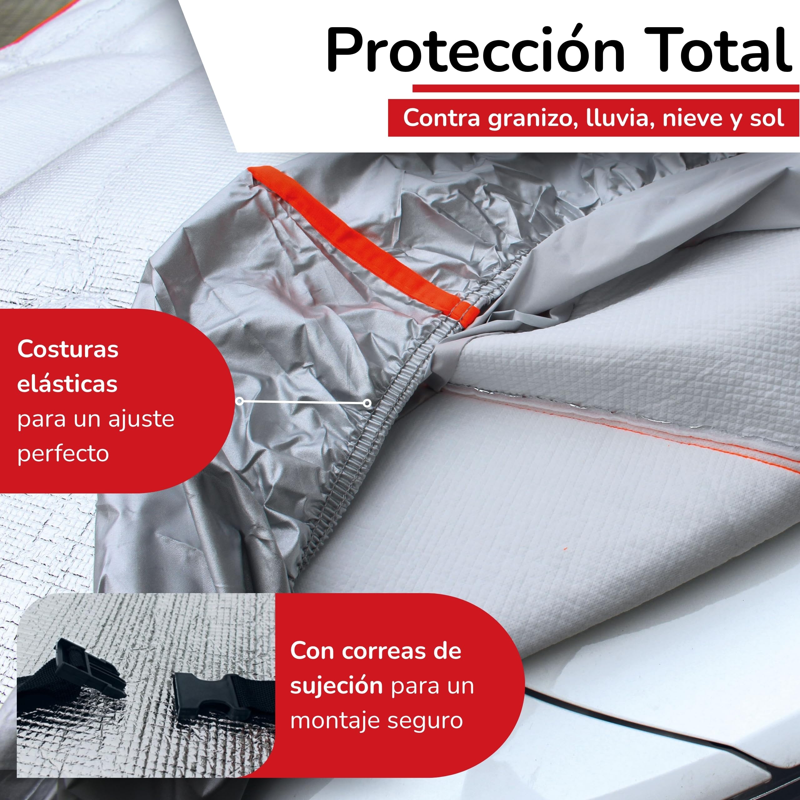 Brico Chic Funda antigranizo para Coche, 480 x 178 x 119 cm, Funda Protectora para Coche y SUV, Anti Granizo, Anti UV, Impermeable, Resistente, Exterior, 4 Estaciones, Talla L