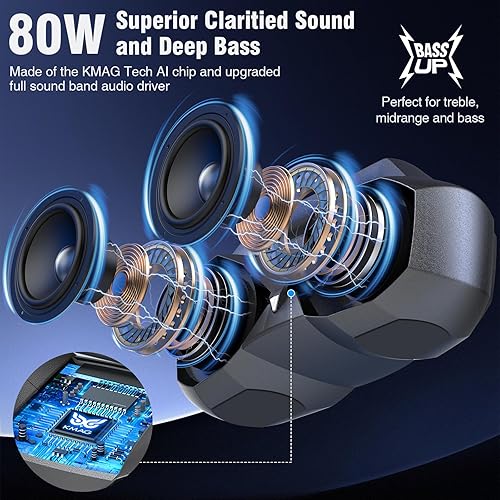 Miniatura 2 de KMAG Altavoz Bluetooth portátil  IPX7 impermeable altavoces inalámbricos con sonido estéreo de alta fidelidad de 80 W, tiempo de reproducción de 24