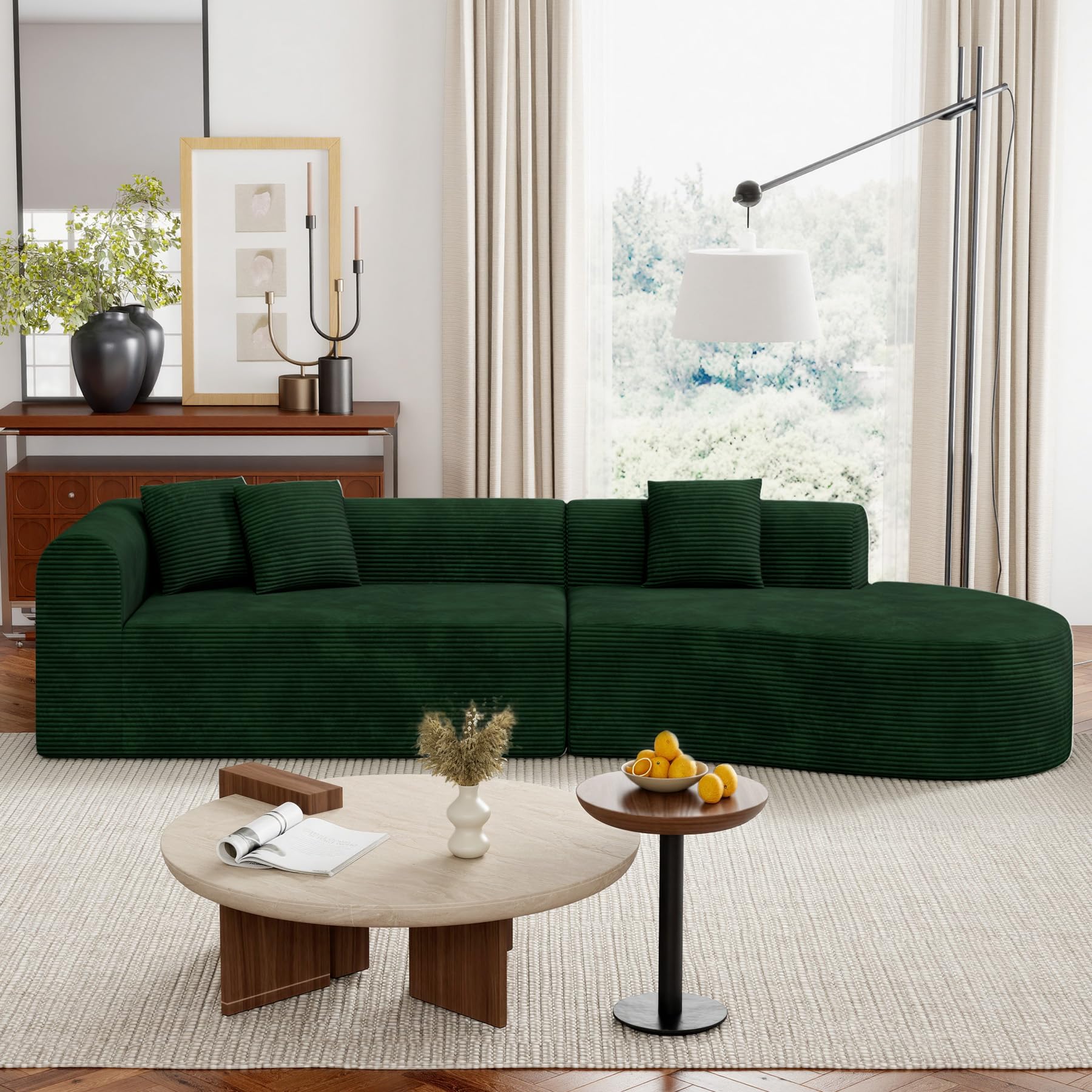 Hawthyhome 2-3 Sitzer Sofa mit Schlaffunktion, Modernes Boneless Couch, Gemütliches Chenille-Sofa mit weichem Bezug