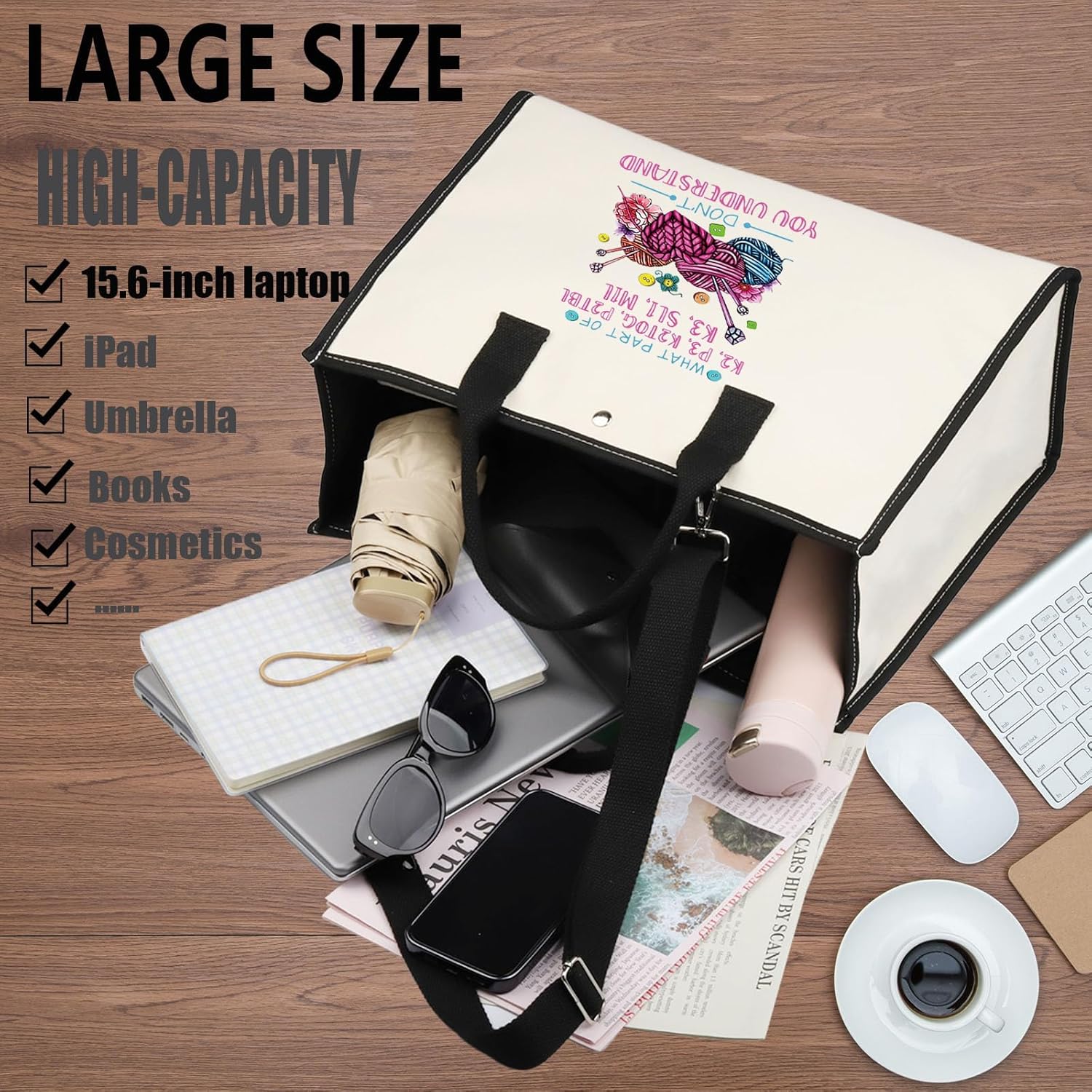 WZMPA Funny Knitting Cosmetic Bag Yarn Collector Gift What Part Don't You Understand Makeup Zipper Pouch Bag Knitter Merchandise (Don't Understand-TB) - Image 6