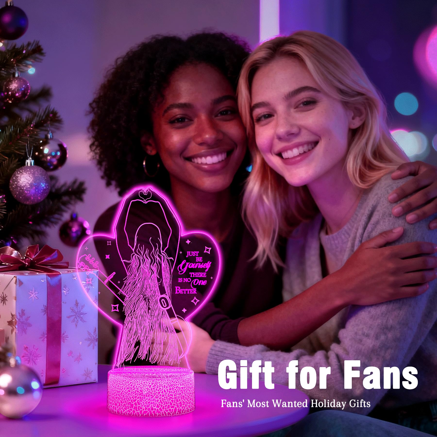 Luce notturna per ragazze, regalo di compleanno per donne, amici, adolescenti, luce notturna 3D con 16 colori, luce notturna dimmerabile con telecomando, regalo per San Valentino, regalo per la stanza