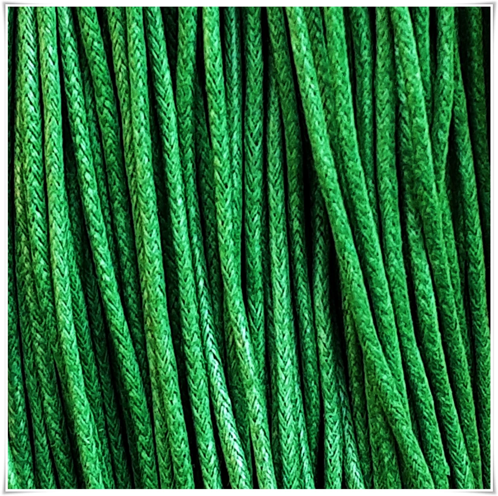 2mm x 18m Waxed Cotton Cord for Jewellery Craft Making Bracelet Necklace String,Seller Uk (Green)