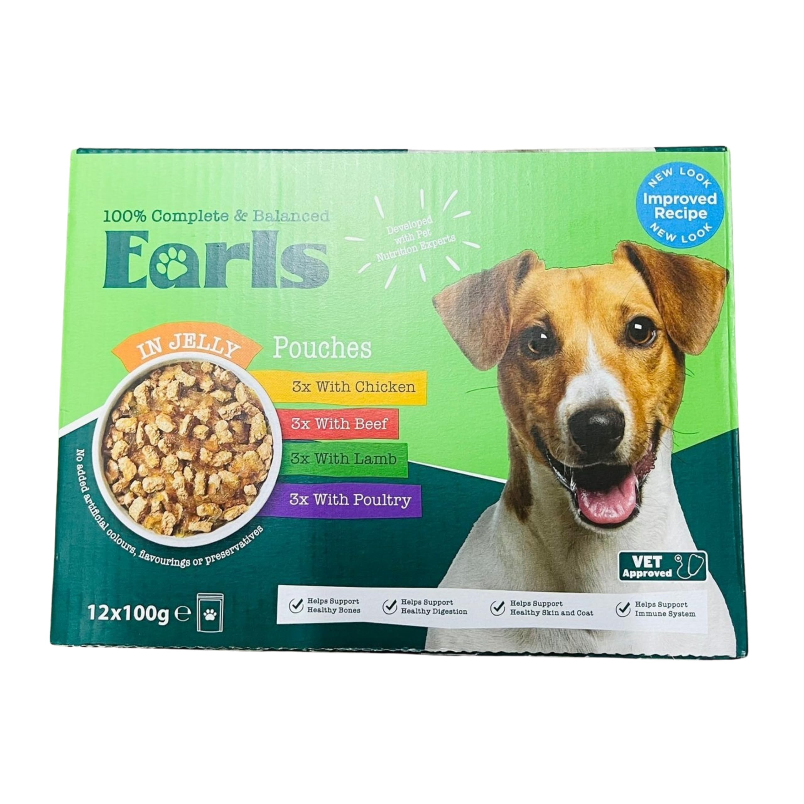 Ark Future Earls 100% Complete & Balanced Wet Dog Food Pouches โ 12 x 100g Variety Pack โ Chicken, Beef, Lamb & Poultry in Jelly, Adult Dogs, Vet-Approved, No Artificial Colours or Preservatives