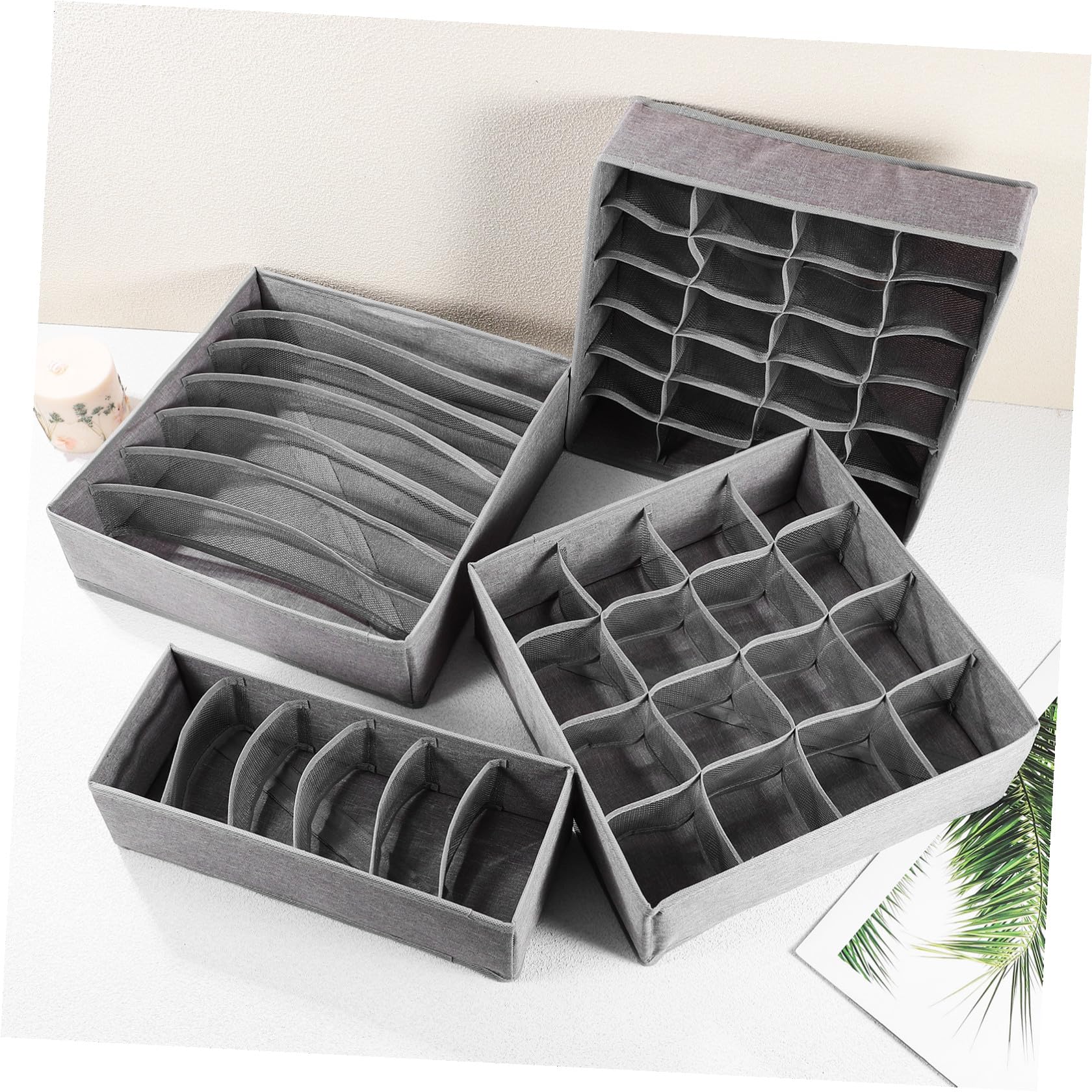 4stücke Faltbare aus Robustem Kationikstoff mit Pp panelen Vielseitige Aufbewahrungsboxen für Unterwäsche Socken Krawatten und Babykleidung Platzsparend und Waschbar
