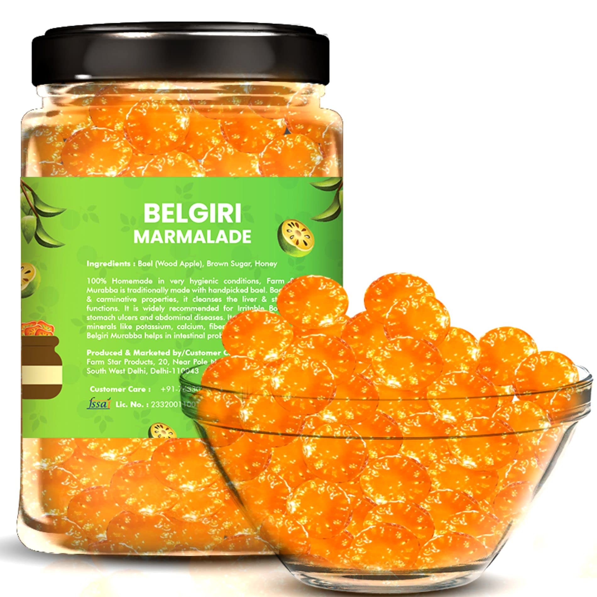 Farm Star- Bel Ka Murabba (Made With Rock Sugar, Honey & Kashmiri Saffron) - 900 GM 1