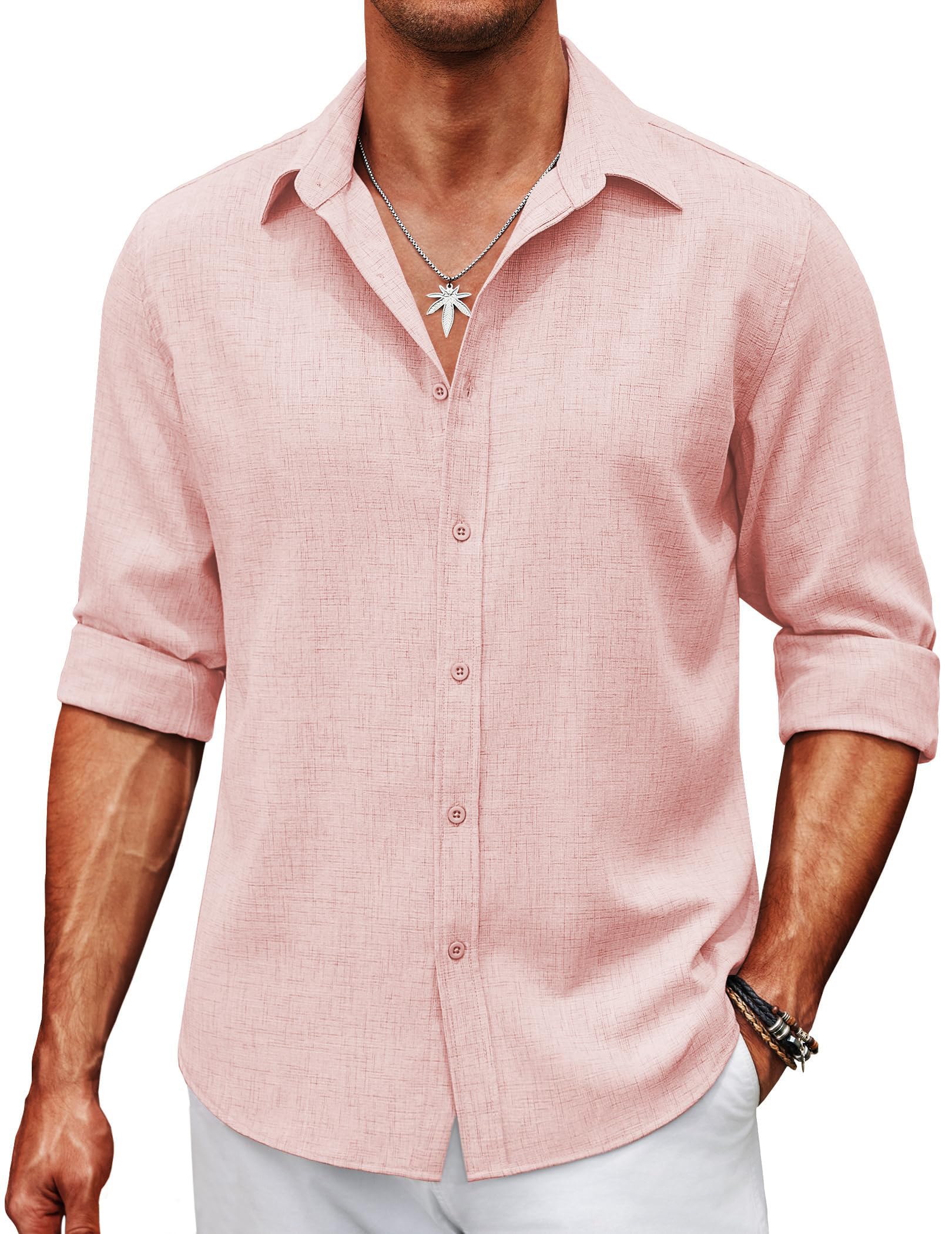 COOFANDY Mens Button Down Shirt Long Sleeve Untucked Shirts Regular Fit Casual Dress Shirts