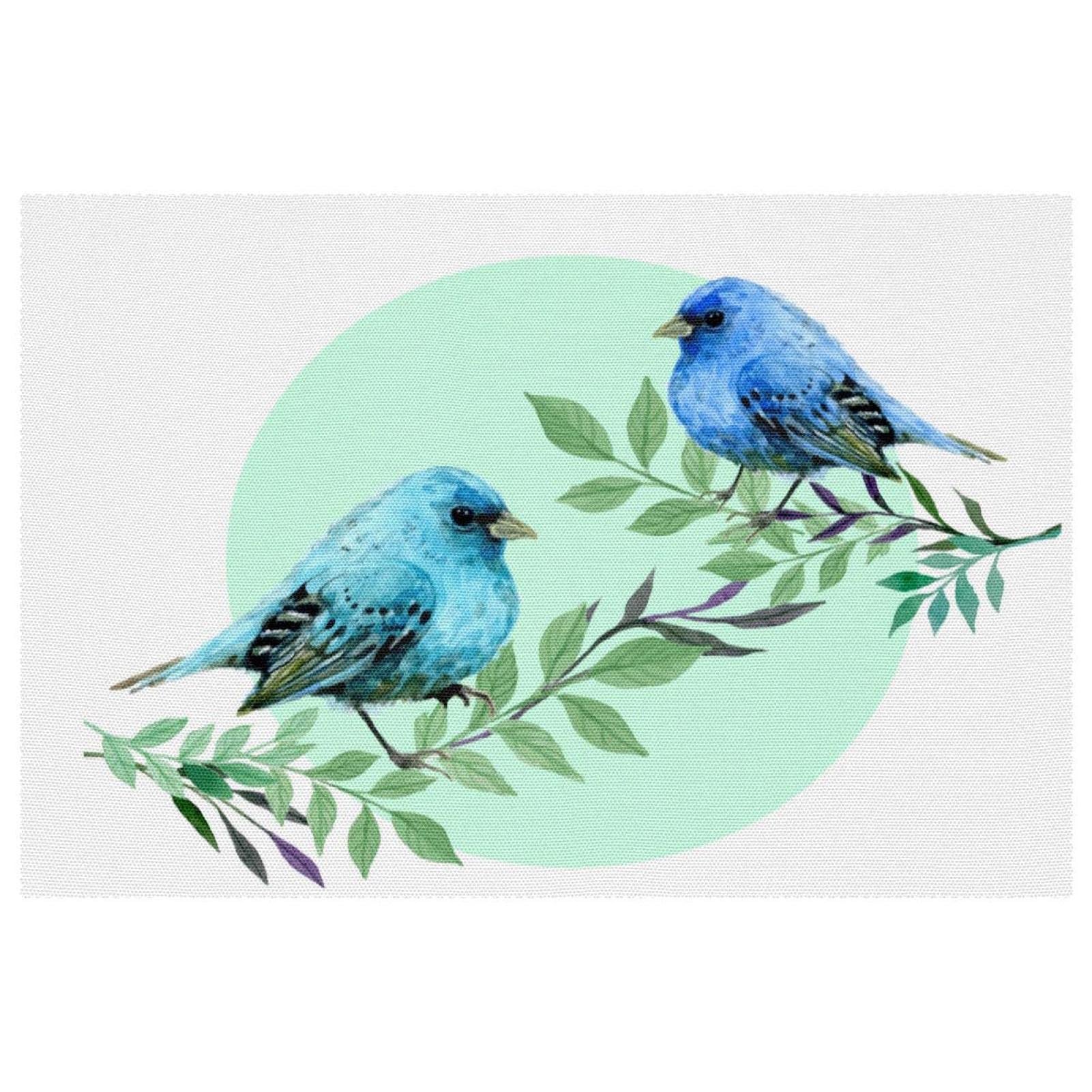 Lot de 6 sets de table oiseaux bleus antidérapants pour table à manger rectangulaire