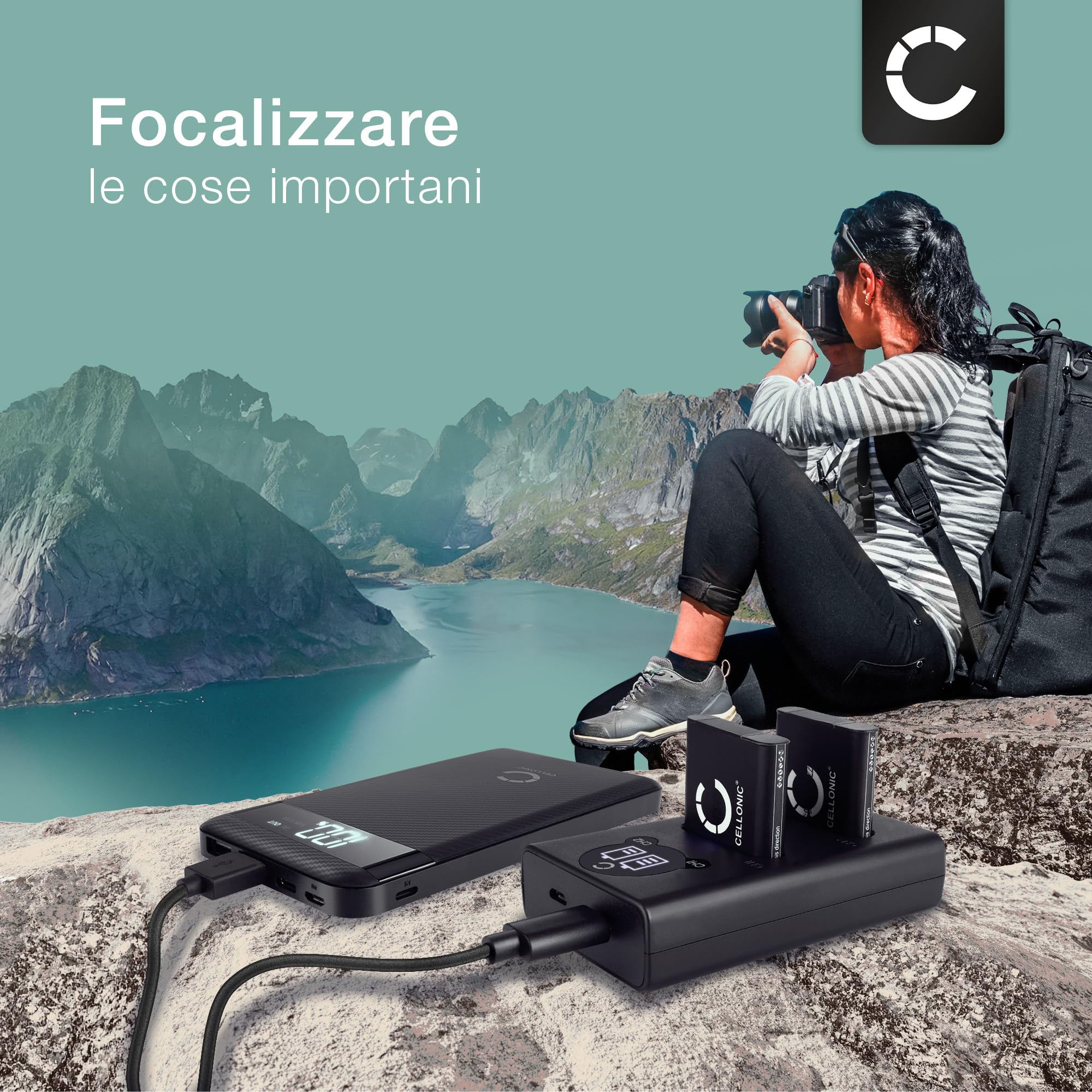 CELLONIC 2x Batteria per Fotocamera Compatibile con Olympus OM System TG-7, Stylus SH-60, Tough TG-Tracker, Li-90B – (1100mAh, 3.6V) + Caricabatterie Doppio