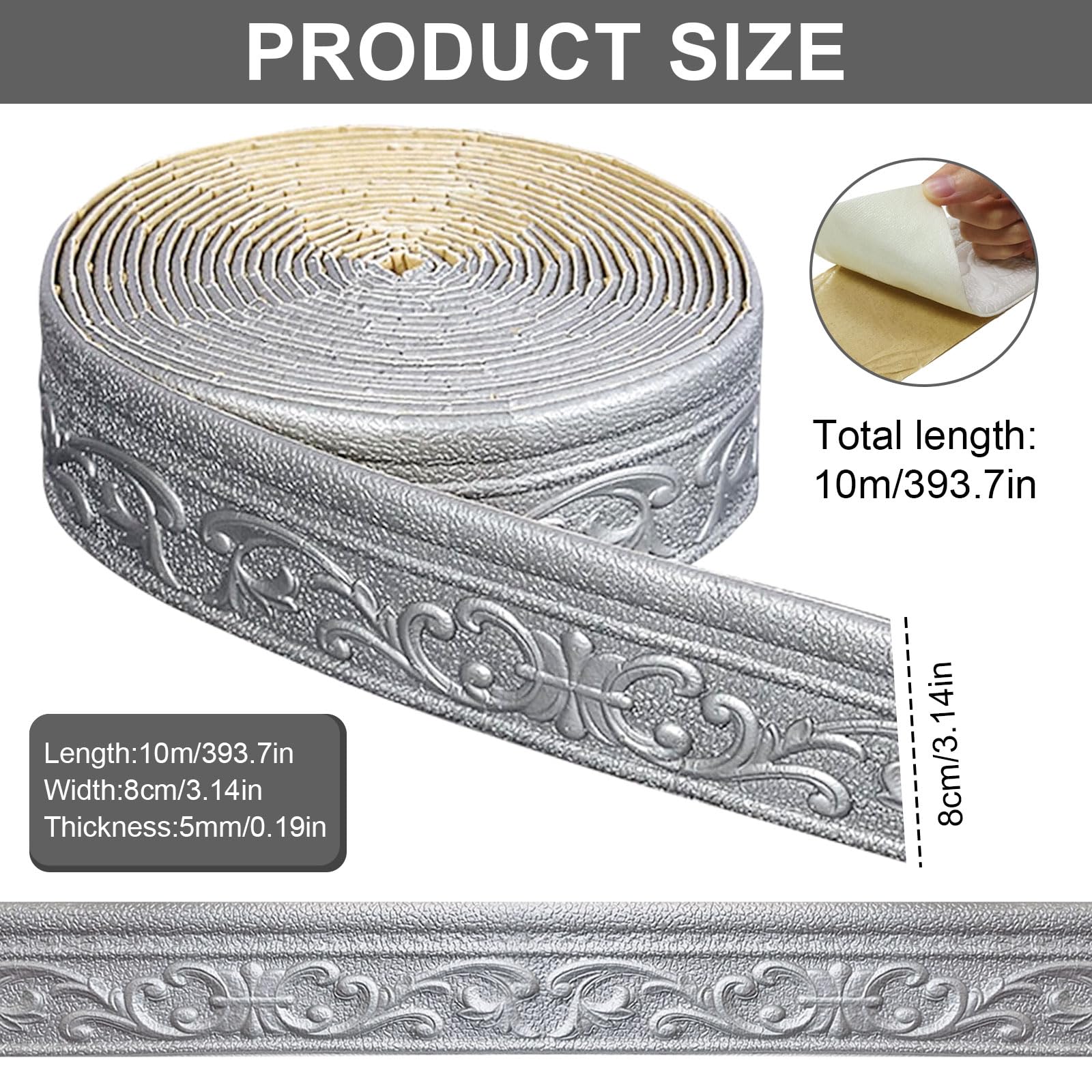 Livelynine Self-Adhesive Border For Bathroom Decor Floral Wall Border - View #3