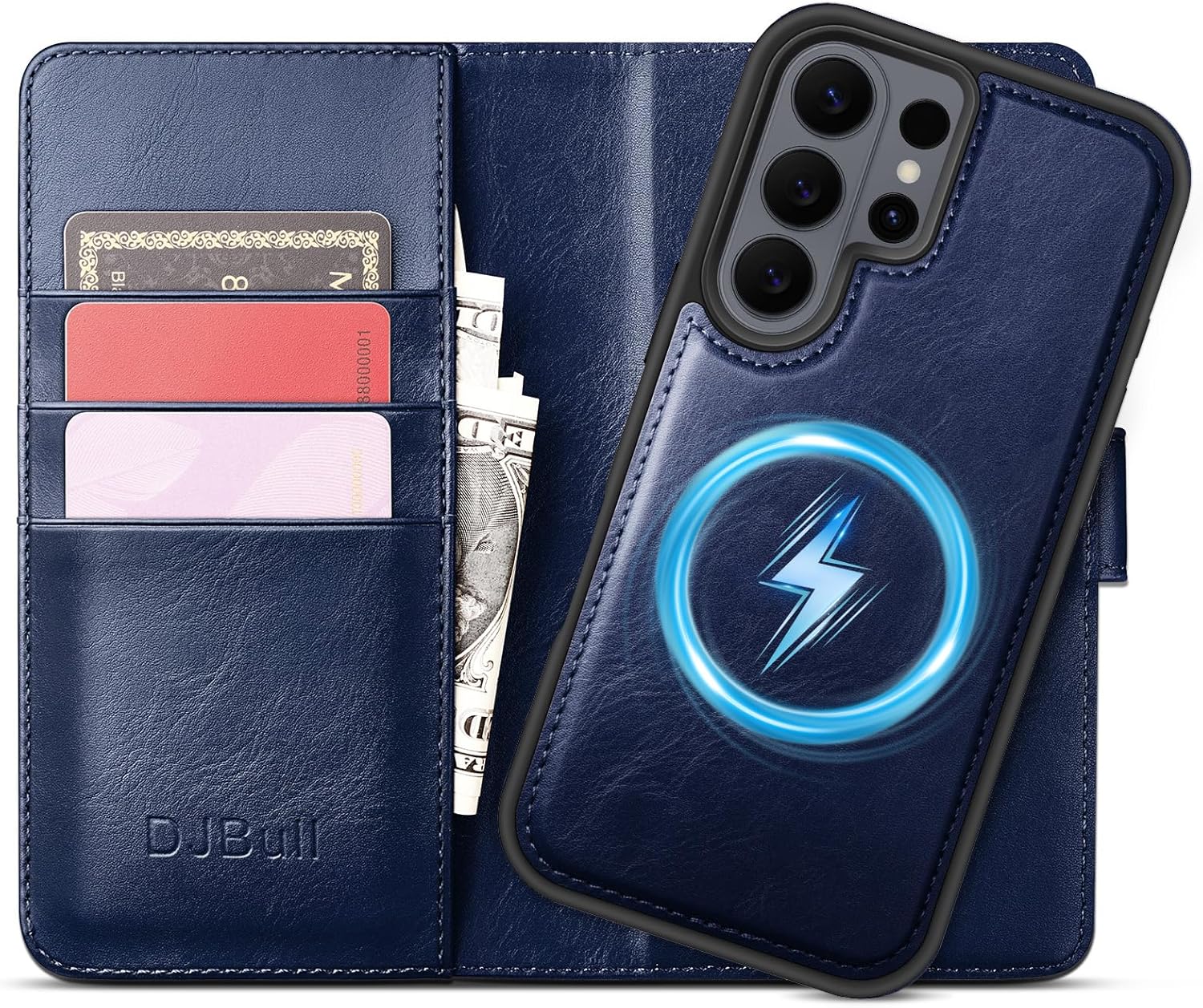 DJBull 2-in-1 Detachable Wallet Case for Samsung Galaxy S26 Ultra RFID Blocking Flip Folio with Card Holder | PU Leather Shockproof Protective Cover Women Men for Samsung S26 Ultra Phone Case Blue