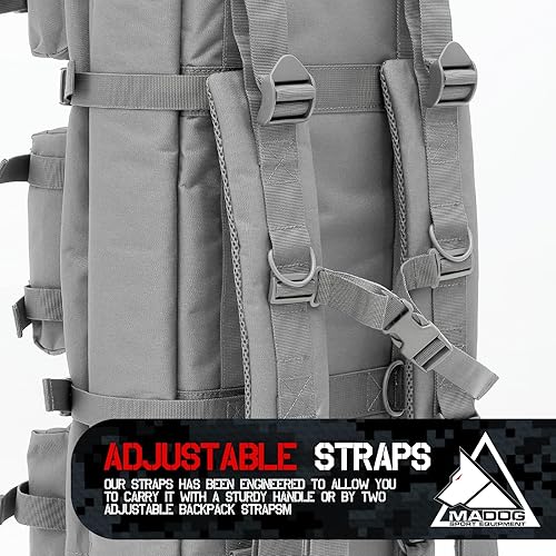 Miniatura 10 de Madog - Bolsa doble para rifle de 42 pulgadas, funda suave para pistola táctica larga y portátil, para disparar, caza, transporte, gris