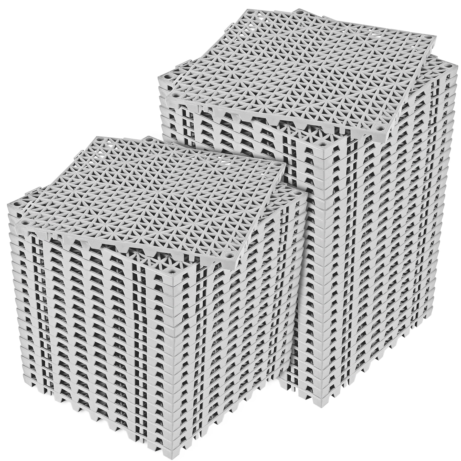 ToLanbbt Modular Interlocking Cushion 48P 11.8" x 11.8" Interlocking Rubber Floor Drain Holes Non-Slip Splicing Drainage Mats for Deck, Shower, Kitchen, Drain Pool, Sauna Bath, Indoor Outdoor (Grey)